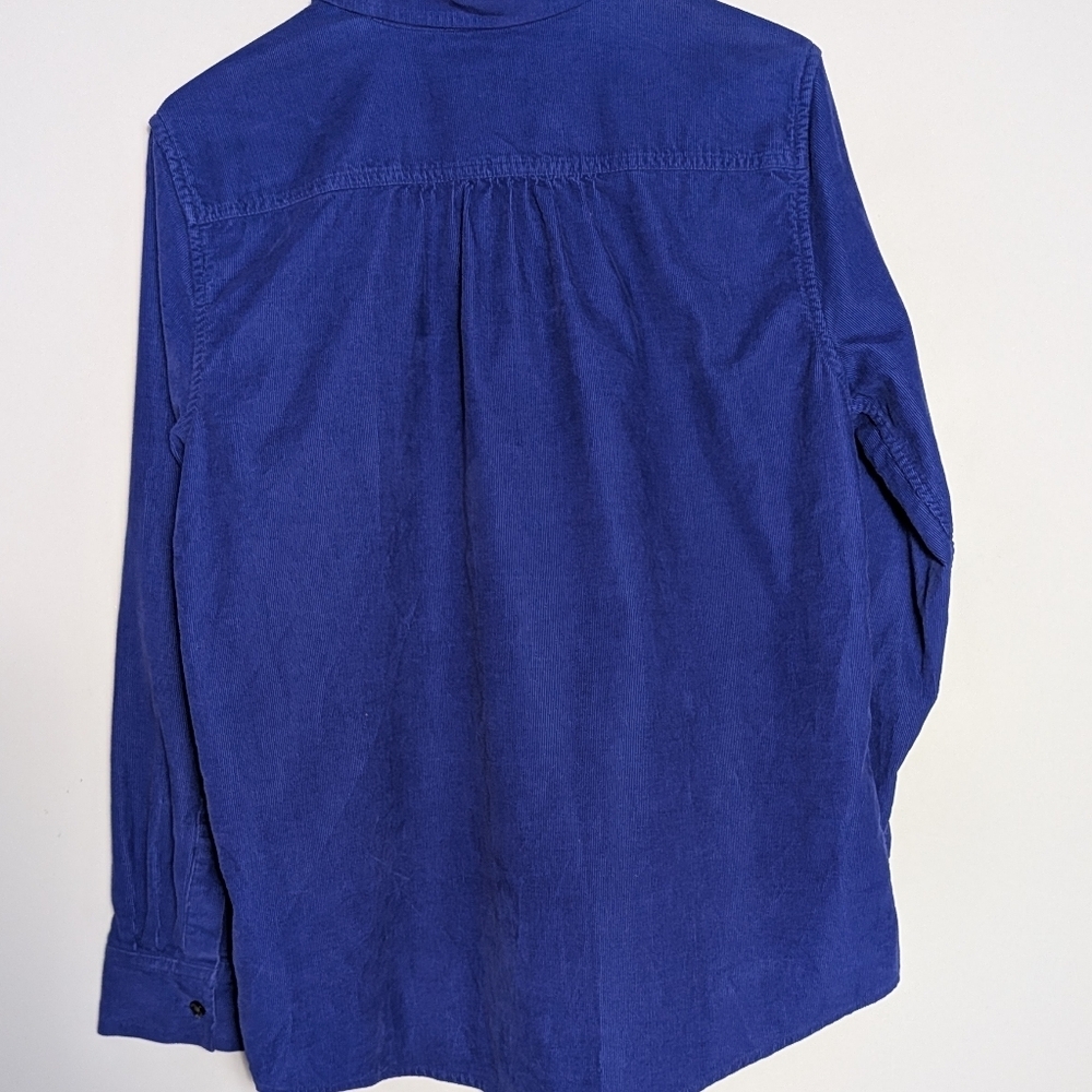 Lands’ End Blue Corduroy Shirt Preppy Casual Button Down Fall Minimalist Blouse - Picture 3 of 16